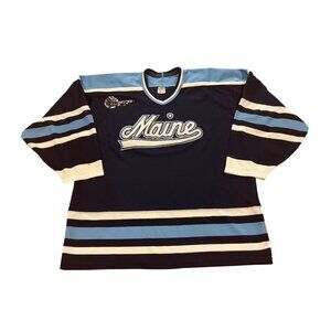 Vintage 90s CCM Maine Black Bears NCAA Hockey Jersey Navy Blue Men's XL